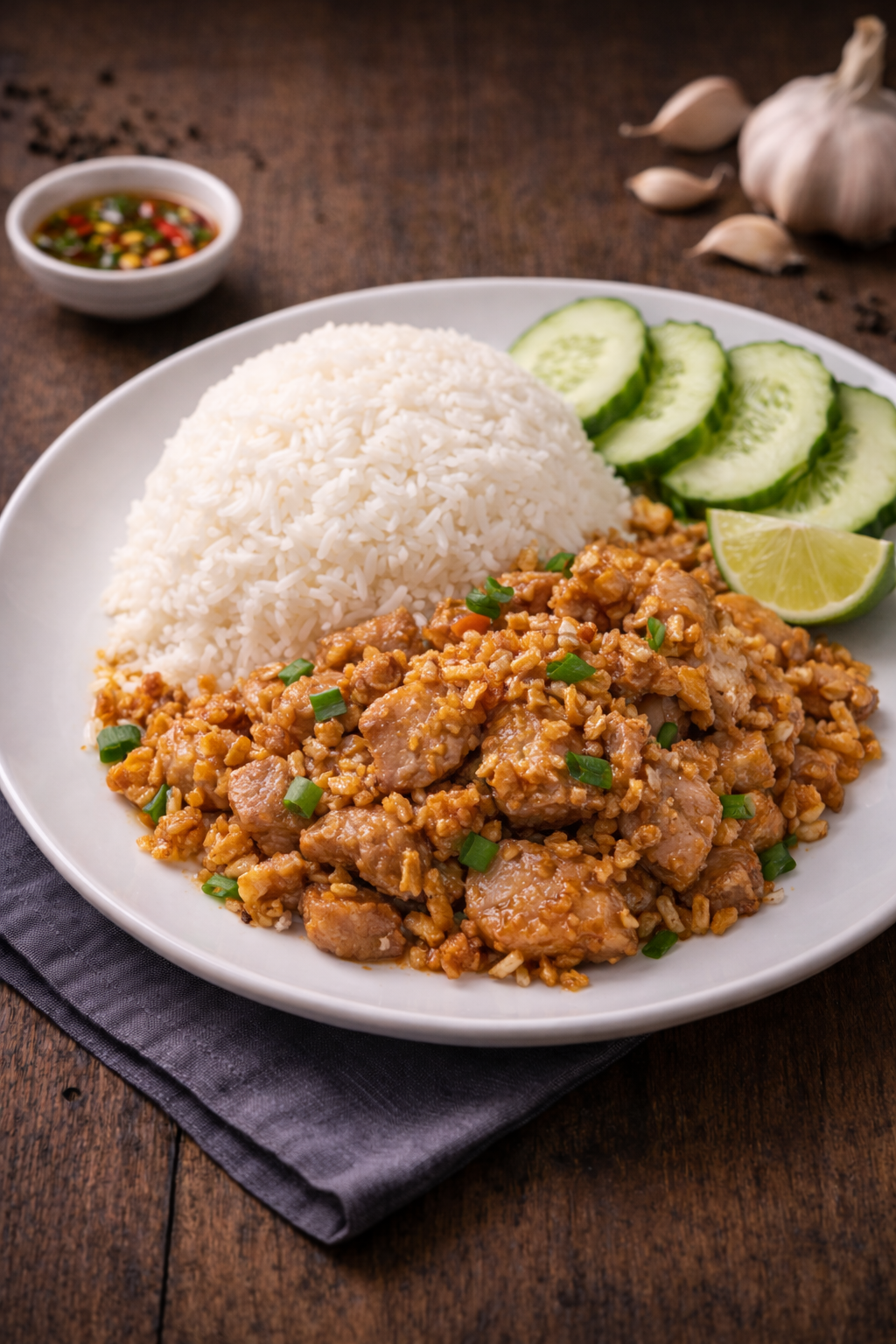 ข้าวหมูกระเทียม